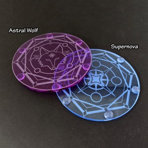 Magic Circle Coaster: Astral Magic geometric stars, wolf, supernova themed magic ritual summoning circle laser-cut acrylic image 5
