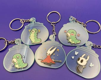 Grub in a Jar Keychain || Hollow Knight || UV print - laser-cut acrylic