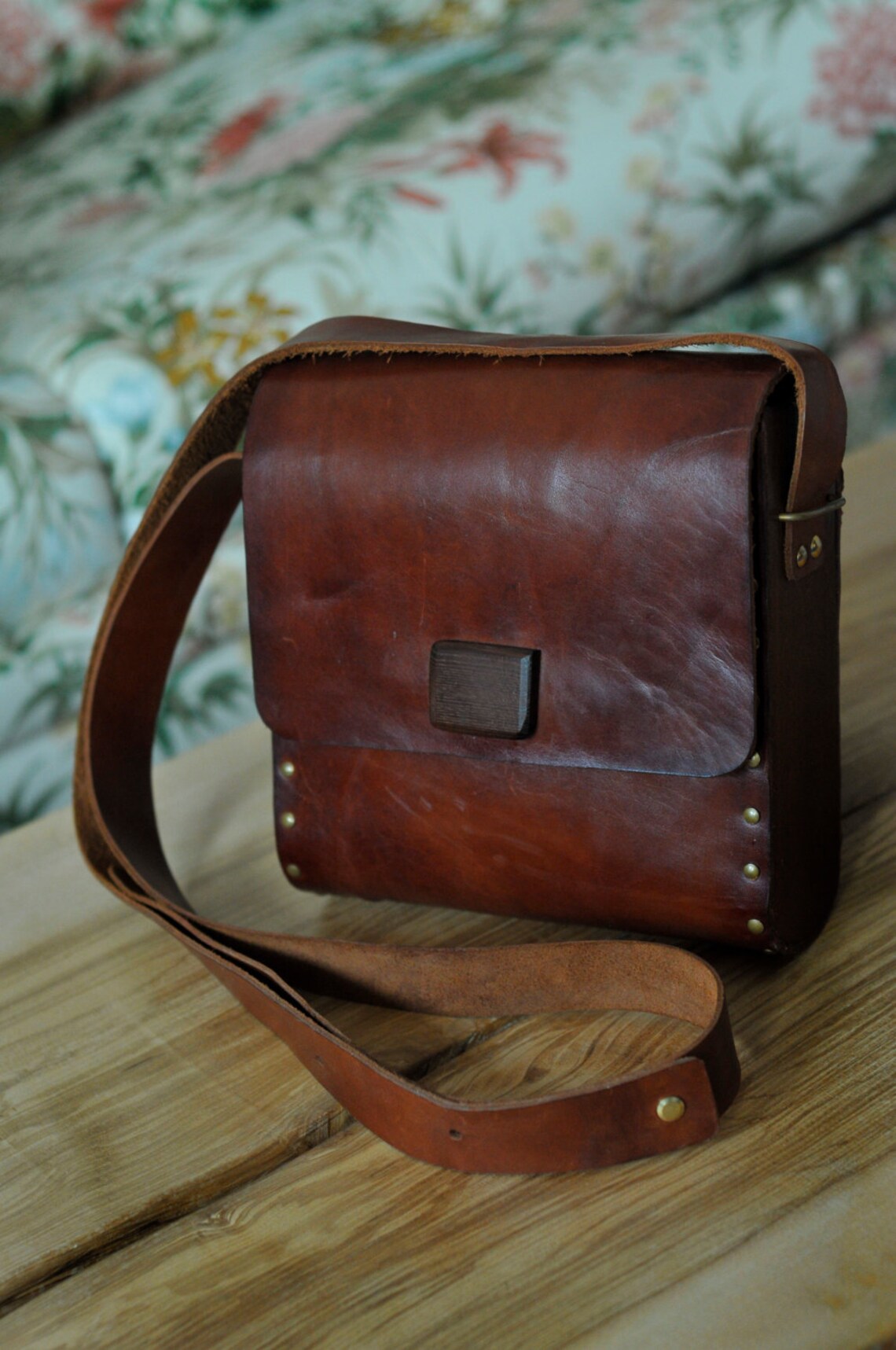 Wood and leather bag Etsy