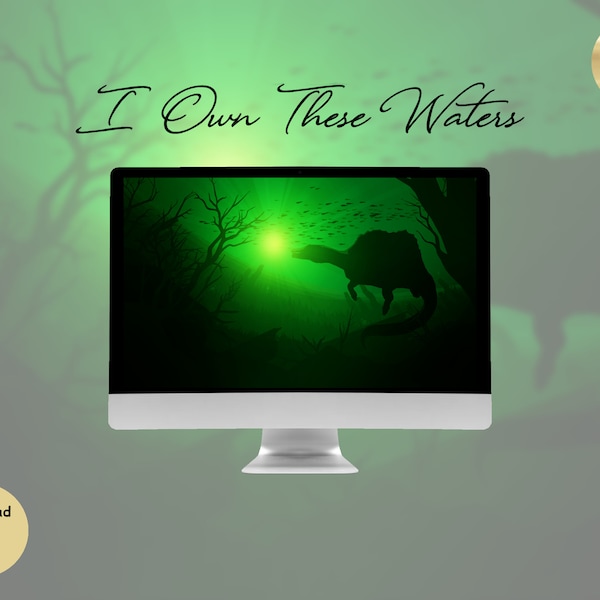 Eerie Spinosaurus | 1 Desktop Dinosaur Wallpaper | Background | PC, Laptop, Computer | Nature, Swamp, Spino, Cretaceous, Minimalist, Vector