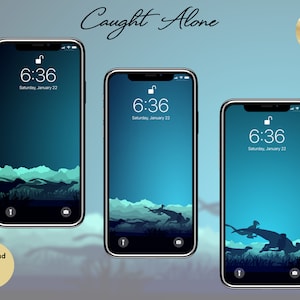 Raptorenrudel Jagd | 3er Pack Dinosaurier-Tapeten für Handys | Hintergrund | iPhone, Android, Smartphone | Natur, Blau, minimalistisch, Vektor, Kreidezeit