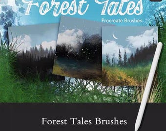 74 Landscape Procreate Brushes: Nature, Plants, Animals (Digital Download)