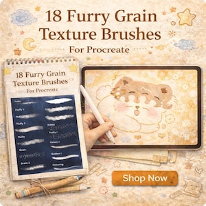 Furry Grain Texture Procreate Brushes | Cartoon Art Brush Set (Digital Download)