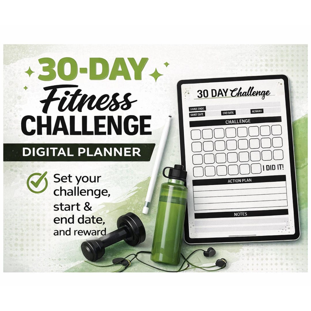 30 Day Fitness Challenge Digital Planner | 120 Pages PDF | Workout ...