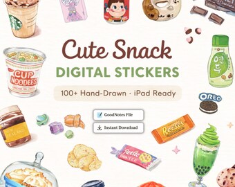 Watercolor Snack Digital Stickers: Hand-Painted Food Clipart for GoodNotes (GoodNotes File)