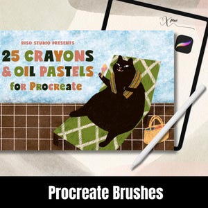 25 pędzli Procreate Crayon & Oil Pastel – idealne do ilustracji do dziecięcych książek obrazkowych w stylu retro_Rysowane ręcznie tekstury_Nostalgiczna sztuka cyfrowa