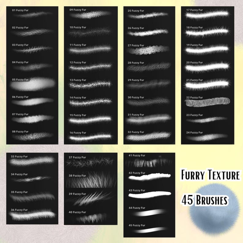Furry Texture Brush Set for Procreate | Animal, Soft, Fluffy (digital
