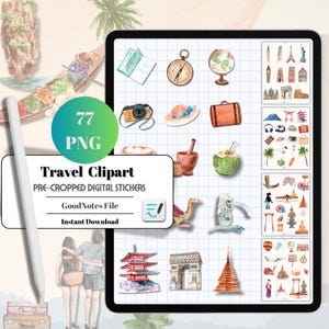 77 Travel Stickers: Adventure Icons for GoodNotes (Digital Download)