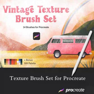 14 pinceles y muestras para Procreate: pinceles de textura vintage con granulado y efectos de ruido para dibujar, ilustrar y crear arte digital en iPad.