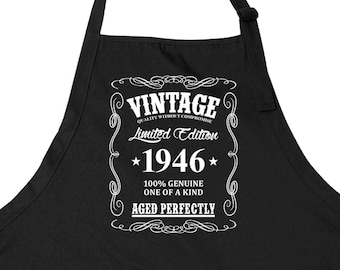 80th Birthday Gift For Men 80 Birthday Apron With Pockets Custom Bday Present For Chefs Outfit Grilling Apron Cooking Pinny Vintage 1946