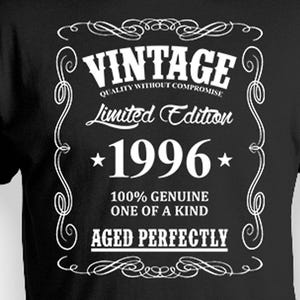 Funny Birthday Shirt 30th Birthday Gift Idea For Him Bday T Shirt Custom TShirt Present For Him Vintage Born In 1996 Aged Perfectly Mens Tee
