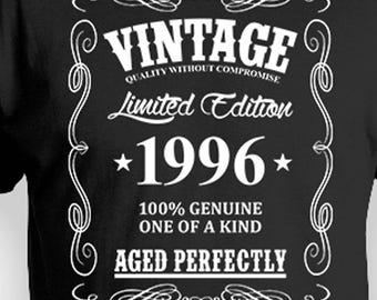 Funny Birthday Shirt 30th Birthday Gift Idea For Him Bday T Shirt Custom TShirt Present For Him Vintage Born In 1996 Aged Perfectly Mens Tee