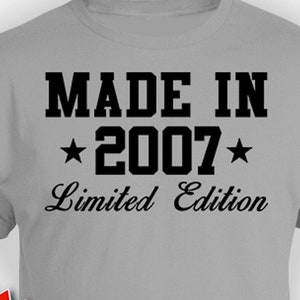 Funny Birthday Shirt 18th Birthday T Shirt Custom Gift Ideas For Him Bday Present For Her Personalized Made In 2007 Birthday Mens Ladies Tee