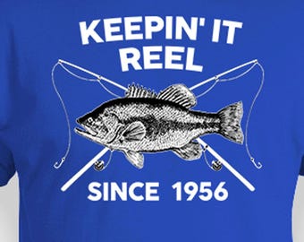 Regalo de 70 cumpleaños para abuelo, regalo de cumpleaños para abuelo, camiseta de pesca personalizada, camiseta de 70 cumpleaños, Keepin It Reel desde 1956