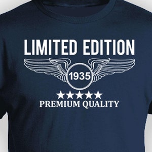 90th Birthday Gifts For Him Birthday Present Bday Gift Ideas For Men Custom Shirt Pilot T Shirt B-Day Limited Edition 1935 Birthday Mens Tee