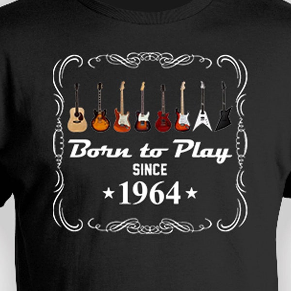60th Birthday Shirt Guitar T Shirt Custom Birthday Gift For Guitar Players Bday Present Music Lover Personalized TShirt B Day 1964 Birthday