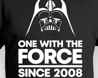 Custom Birthday T Shirt 18th Birthday Gift Ideas For Him Personalized Bday Present For Men One With The Force Since 2008 Birthday Mens Tee