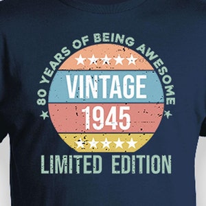 80th Birthday Gift Ideas For Grandpa Bday Present For Grandma Custom T Shirt Personalized Year B Day TShirt Vintage 1945 Distressed Tee