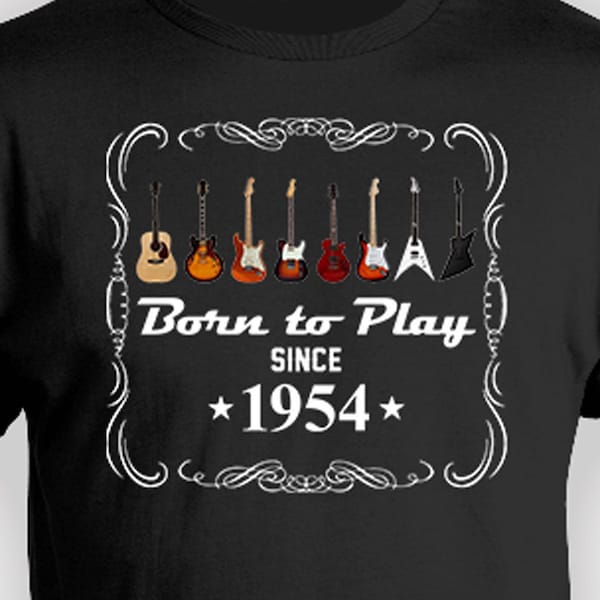 70th Birthday T Shirt Guitar Player Gift For Grandpa Bday Present For Him Guitar TShirt Custom Year Personalized Shirt B Day 1954 Birthday