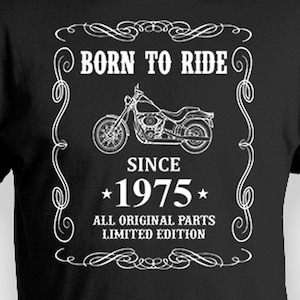 50th Birthday Gift Ideas For Men Motorcycle Shirt Bday Present For Him Biker T Shirt Customized Year Motorcycle Rider B Day Tee Born In 1975
