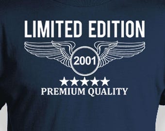 25th Birthday Shirt Birthday Gift For Him Birthday Present Bday T Shirt Custom Gift Idea For Men Limited Edition 2001 Birthday Pilot Tee
