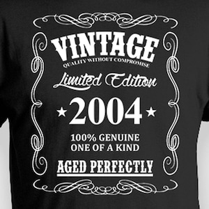 21st Birthday Shirt For Him Bday Gift Idea For Men 21st Bday T Shirt Birthday Gift Custom Shirt Vintage Born In 2004 Aged Perfectly Mens Tee