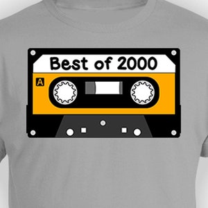 Camiseta engraçada para presente de aniversário de 25 anos, presente de aniversário de 25 anos, camiseta personalizada, roupa de aniversário, fita cassete de 25 anos, nascido em 2000
