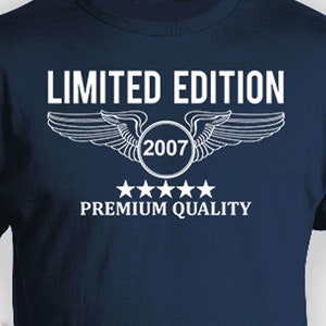 Funny Birthday T Shirt 18th Birthday Gifts Custom Birthday Shirt For Him Personalized TShirt Pilot Limited Edition 2007 Birthday Mens Tee
