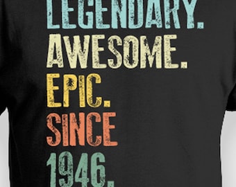 80th Birthday T Shirt Milestone Birthday Gift For Grandpa TShirt Bday Present For Grandma Customized Year B Day Legendary Awesome Epic 1946
