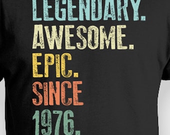 50. Geburtstagsgeschenk Meilenstein Geburtstags-T-Shirt 50 Geburtstag für Männer Bday Geschenk für Frauen Benutzerdefiniertes Jahr B Day Tee Legendary Super Epic 1976