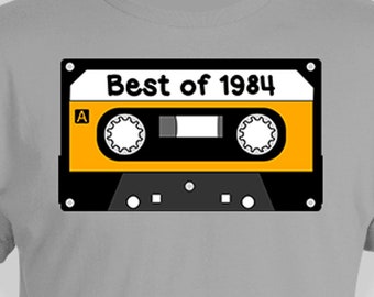 40th Birthday T Shirt Funny Bday Gift For Men Custom Present For Women Personalized TShirt Customized Year B Day Cassette Tape Born In 1984