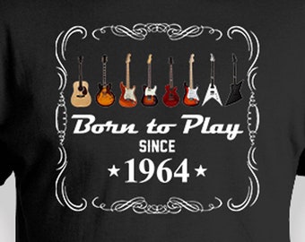 60th Birthday Shirt Guitar T Shirt Custom Birthday Gift For Guitar Players Bday Present Music Lover Personalized TShirt B Day 1964 Birthday