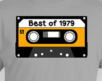 45th Birthday T Shirt Custom Year B Day Gift Idea For Him Personalized TShirt Mom Birthday Shirt B-Day Outfit Cassette Tape Born In 1979