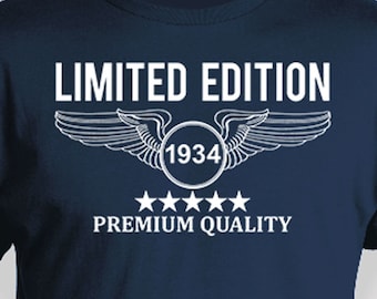 90th Birthday Gifts For Him Birthday Present Bday Gift Ideas For Men Custom Shirt Pilot T Shirt B-Day Limited Edition 1934 Birthday Mens Tee