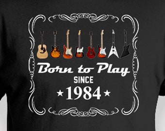 40th Birthday TShirt Music Lover Gift Customized T Shirt B Day Present Guitar Player Shirt Dad Birthday Gift Custom Music 1984 Birthday