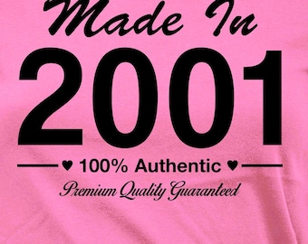 25th Birthday Shirt Birthday Outfit Bday Gift Ideas For Women Custom T Shirt Bday Present For Her Born In Made In 2001 Birthday Ladies Tee