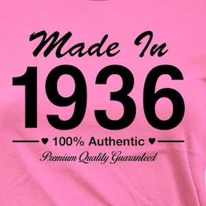 90th Birthday T Shirt Birthday Gifts For Women Custom Birthday Shirt Bday Present For Her Bday Gift Born In Made In 1936 Birthday Ladies Tee