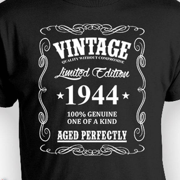 80er Jahre Geburtstagsgeschenke für Männer 80er Jahre T-Shirt Geburtstagsgeschenk für ihn Bday Shirt Benutzerdefinierte Vintage geboren 1944 im Alter von perfekt Herren-T-Shirt