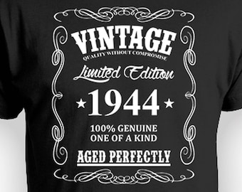 80th Birthday Gifts For Men 80th Birthday T Shirt Birthday Present For Him Bday Shirt Custom Vintage Born In 1944 Aged Perfectly Mens Tee