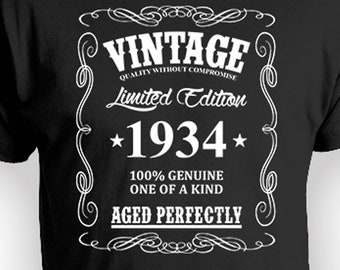 90th Birthday T Shirt Birthday Gift Ideas For Men Custom Birthday Shirt For Him Bday Present Vintage Born In 1934 Aged Perfectly Mens Tee