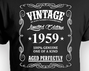 Custom Birthday Shirt 65th Birthday T Shirt Bday Gifts Personalized T Shirt Custom Year B Day Vintage Born In 1959 Aged Perfectly Mens Tee