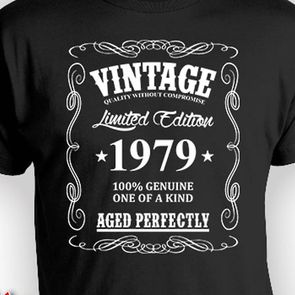 Custom Birthday Shirt 45th Birthday T Shirt Birthday Gift Ideas For Men Personalized TShirt Vintage Born In 1979 Aged Perfectly Mens Tee