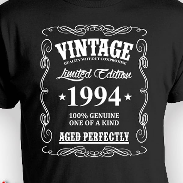 Funny Birthday Shirt 30th Birthday Gift Idea For Him Bday T Shirt Custom TShirt Present For Him Vintage Born In 1994 Aged Perfectly Mens Tee