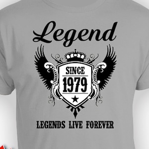 Funny Birthday T Shirt 45th Birthday Gifts For Men Bday Shirt Custom Gift Ideas For Her B Day Legend Since 1979 Birthday Mens Ladies Tee image 1