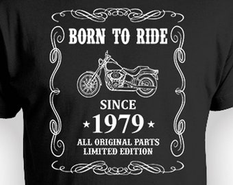 Custom Birthday Shirt 45th Birthday Gift For Bikers T Shirt Motorcycle Lover Customized TShirt Bday Present For Men B-Day Born In 1979