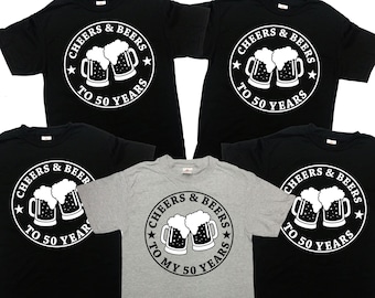 Camisetas de cumpleaños para grupos, camisetas de cumpleaños número 50, regalo de cumpleaños especial para amantes de la cerveza, camiseta de cumpleaños número 50 personalizada para grupos de cumpleaños BG08-777