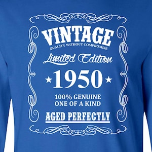 Grandpa Birthday Gift 75th Birthday Shirt For Him Custom Year Personalized T Shirt Bday Present B Day Vintage 1950 Birthday Long Sleeve Tee