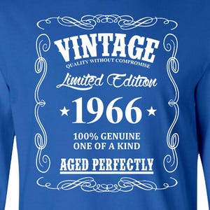 60th Bday Shirt Birthday T Shirt B Day Gifts Custom Birthday Year Personalized TShirt Birthday Outfit Vintage 1966 Birthday Long Sleeve Tee
