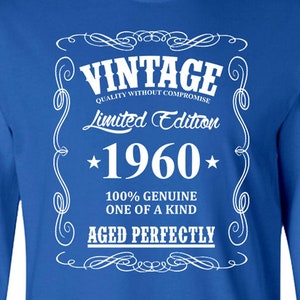 65th Birthday Gift For Grandpa Bday Present For Men B-Day T Shirt Custom Year Personalized TShirt Vintage 1960 Birthday Long Sleeve Tee