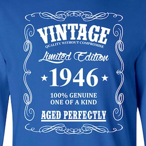 80th Birthday Gifts For Men Bday Present For Women  B Day T Shirt Custom Birthday Year Personalized Vintage 1946 Birthday Long Sleeve Tee